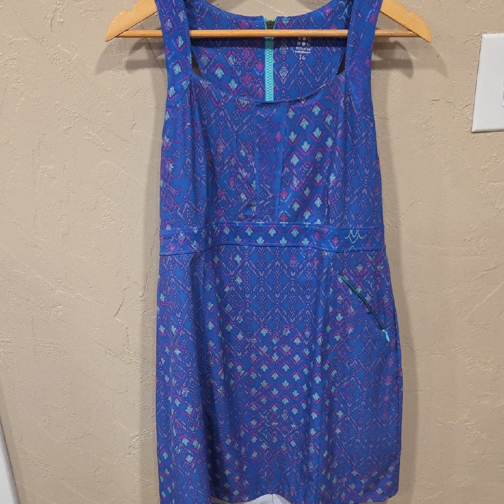 Title Nine Vibrant Blue Teal Pink Activewear Dress Beach Vibes Sz 14